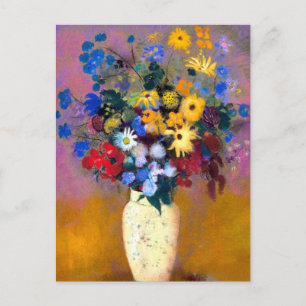 Carte Postale Vase blanc avec fleurs Odilon Redon
