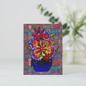 Carte Postale Vase bleu Cobalt avec fleurs (Debout devant)