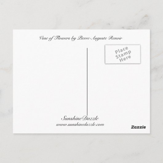 Carte Postale Vase de fleurs (Dos)