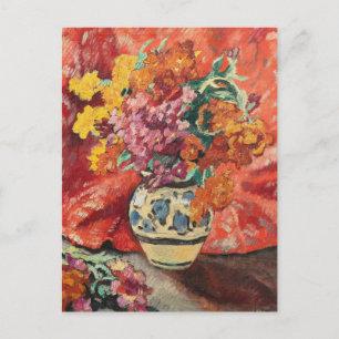 Carte Postale Vase de Fleurs à la Draperie Rouge Louis Valtat