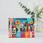 Carte Postale Vase de fleurs abstrait moderne (Debout devant)