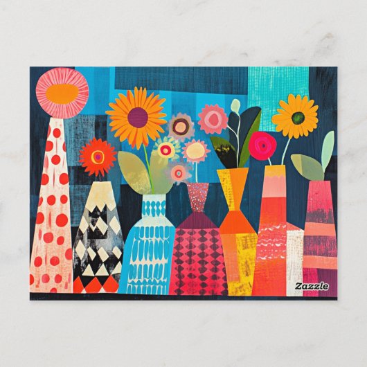 Carte Postale Vase de fleurs abstrait moderne (Dos)