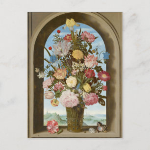 Carte Postale Vase de fleurs dans une fenêtre, c.1618