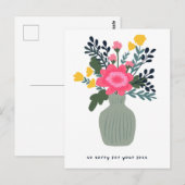 Carte Postale Vase de fleurs personnalisé pour condoléances. Tou (Devant / Derrière)