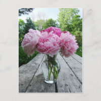 Vase de pivoines roses