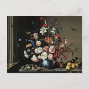 Carte Postale Vase des fleurs par une fenêtre, Balthasar van der