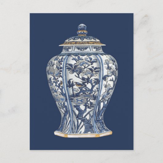 Carte Postale Vase en porcelaine bleue et blanche de Vision Stud (Devant)