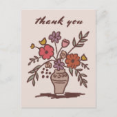 Carte Postale Vase Floral Rustique Fantaisie Remerciement (Devant)