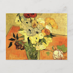 Carte Postale Vase japonaise, Rose, Anémones par Vincent van Gog
