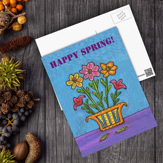 Carte postale Vase of Happy Spring Flowers