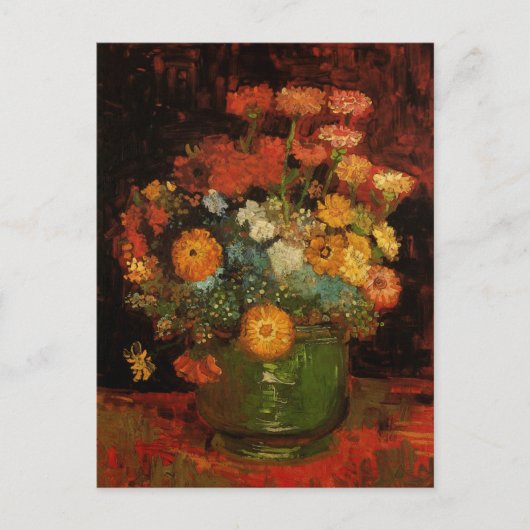 Carte Postale Vase Still Life avec Zinnias par Vincent van Gogh (Devant)