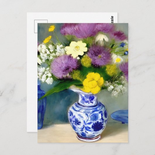 Carte Postale Vase tranquille des fleurs Imprimer (Devant / Derrière)