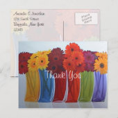 Carte Postale Vases à fleurs funky Merci (Devant / Derrière)