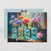 Carte Postale Vases fleuris remplis de fleurs étonnantes et vibr (Devant / Derrière)
