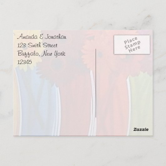 Carte Postale Vases Fleurs Funky Merci (Dos)