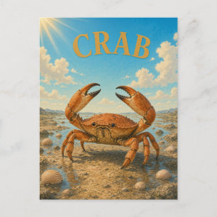 Carte Postale Vasières à marée crabe Aquarelle GeoSaga
