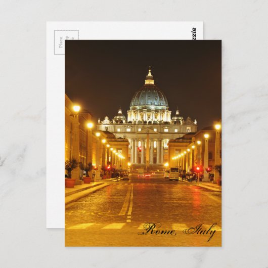 Carte Postale Vatican, Rome, Italie la nuit (Devant / Derrière)