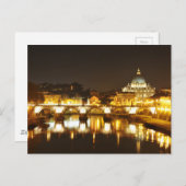 Carte Postale Vatican, Rome, Italie la nuit (Devant / Derrière)