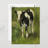 Carte Postale Veau, tacheté noir et blanc | Geo Poggenbeek (Devant / Derrière)