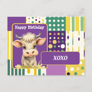 Carte Postale Veau XOXO Joyeux Anniversaire