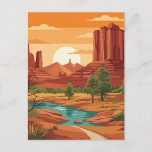 Carte Postale Vecteur artistique du désert de Monument Valley au