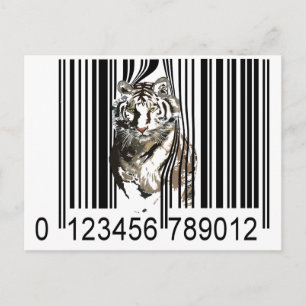 Carte Postale Vecteur de code barre de tigre amusant