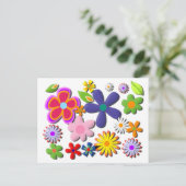 Carte Postale Vecteur floral rétroélectrique (Debout devant)