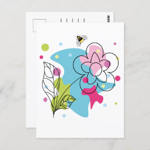 Carte Postale Vecteur vectoriel tendance motif d'une fleur d'été