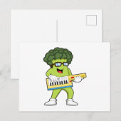 Carte Postale Vegan Broccoli at Music with Guitar (Devant / Derrière)