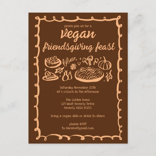 Carte Postale VEGAN Whimsgiving Friendsgiving CUSTOM (Devant)
