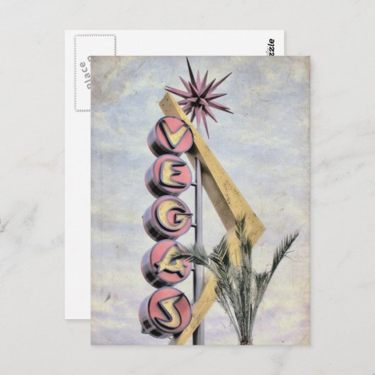 Carte Postale Vegas Rétro Nevada Panneau Las Vegas (Devant / Derrière)