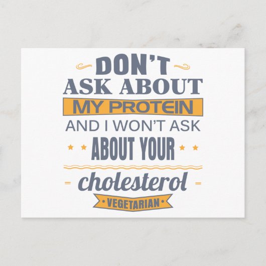 Carte Postale Végétarien ne me questionne pas sur ma protéine (Devant)