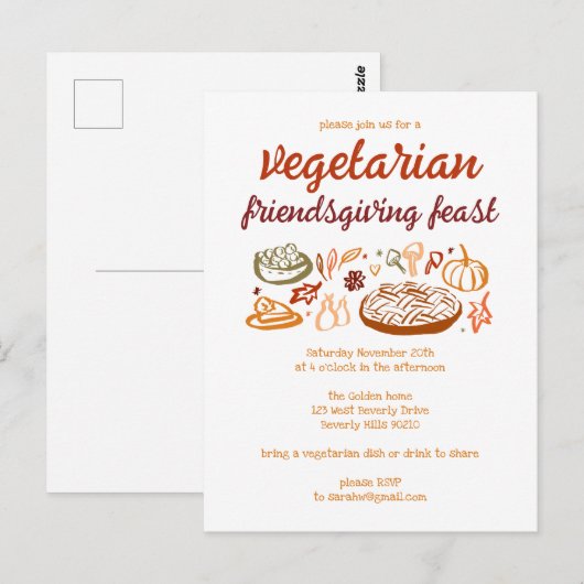 Carte Postale VÉGÉTARIEN Whimsgiving Friendsgiving (Devant / Derrière)