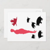Carte postale végétarienne Angel Pigs Happy Repas (Devant / Derrière)