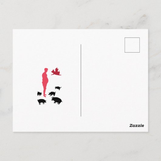 Carte postale végétarienne Angel Pigs Happy Repas (Dos)