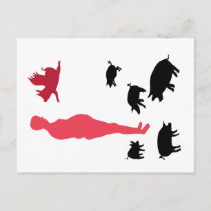 Carte postale végétarienne Angel Pigs Happy Repas