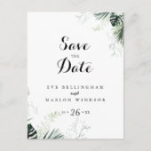 Carte Postale Végétation tropicale Flore blanche Sauvez la date (Devant)