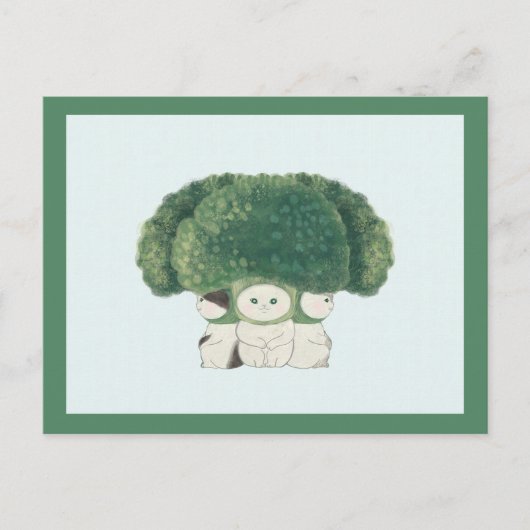 Carte Postale Veggie Cats Postcard -broccoli cat- (Devant)