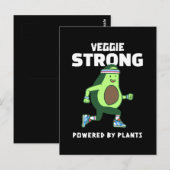 Carte Postale Veggie Strong, Alimenté par les plantes (Devant / Derrière)