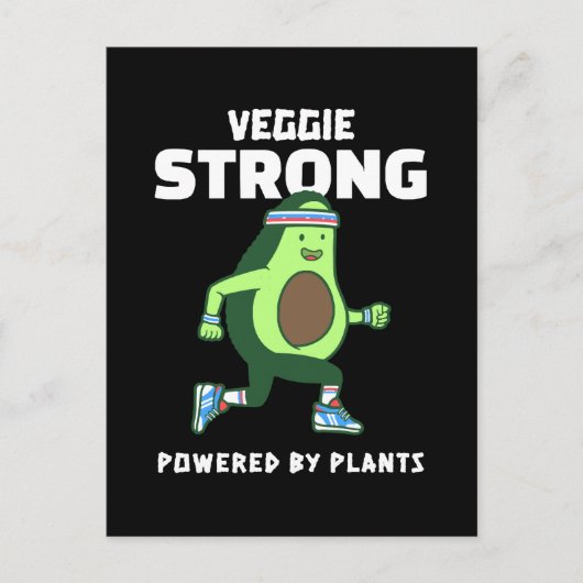 Carte Postale Veggie Strong, Alimenté par les plantes (Devant)