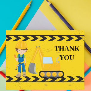 Carte Postale Véhicule de construction cool Excavatrice Merci le