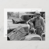 Carte Postale Véhicules de travailleurs migrants, 1940 (Devant / Derrière)