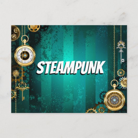Carte Postale Veille bijoux Steampunk sur un Arrière - plan vert (Devant)