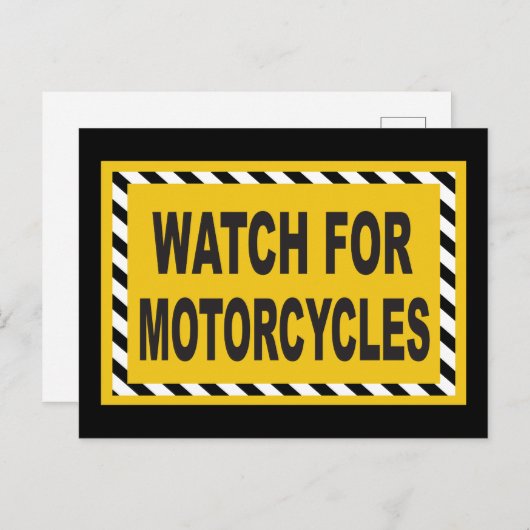 Carte Postale Veiller à ce que les motocyclettes soient averties (Devant / Derrière)