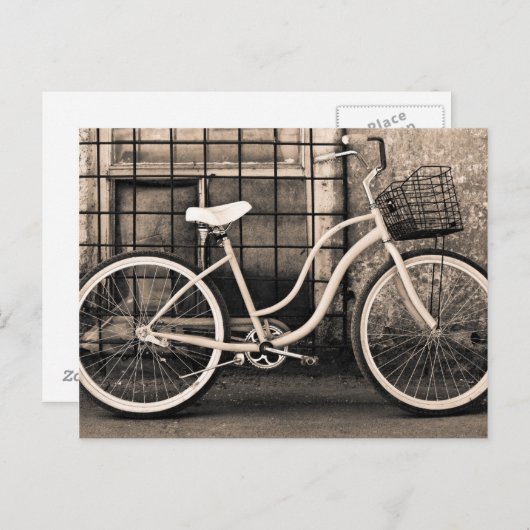 Carte Postale Vélo Ancien Avec Panier (Devant / Derrière)