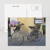 Carte Postale Vélo avec panier d'hortensias (Devant / Derrière)