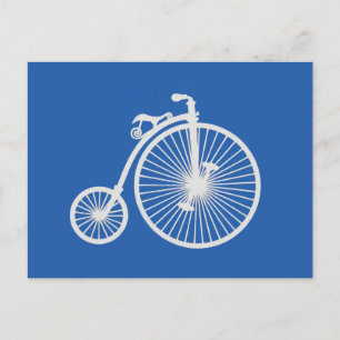 Carte Postale Vélo blanc vintage sur bleu