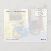 Carte Postale Vélo bleu contre mur jaune (Dos)