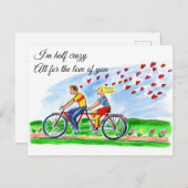 Carte Postale Vélo Construit Pour Deux Amours Valentin (Devant / Derrière)
