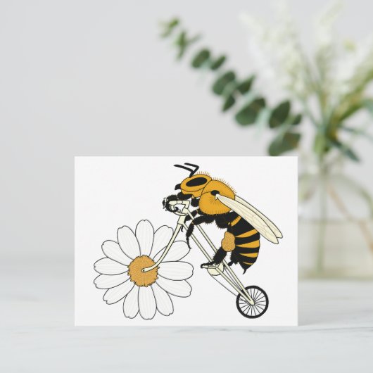 Carte Postale Vélo D'Apiculture Avec Roue Fleur (Debout devant)